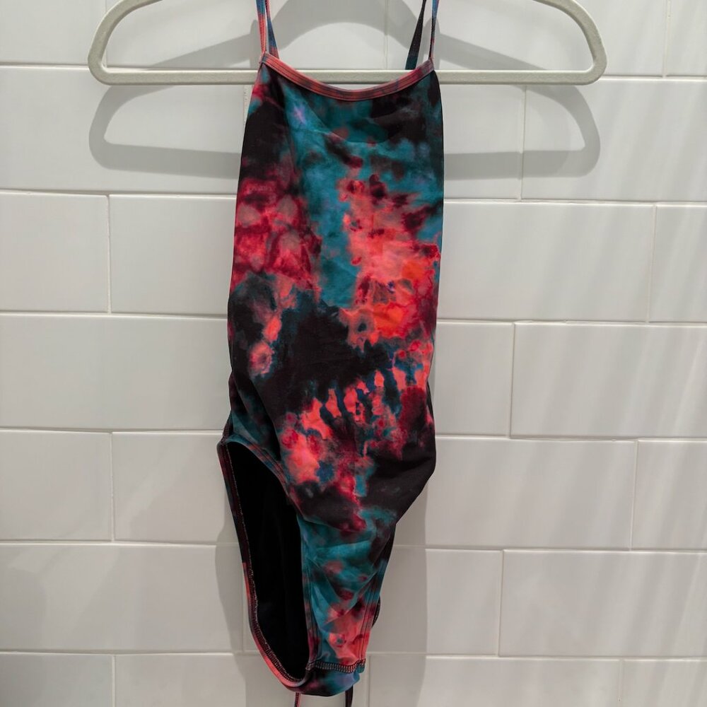 Pink, black, and blue galaxy Jolyn Tie-back Onesie, Size 28 (limited edition)